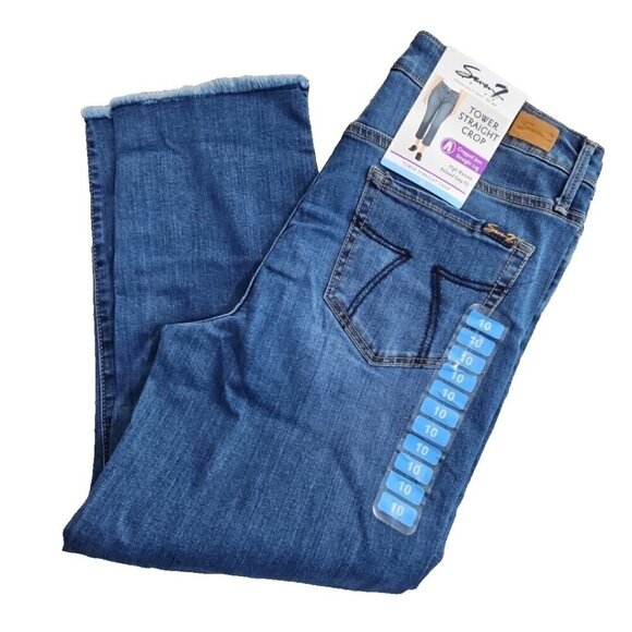 SEVEN 7 JEANS WOMEN'S TOWER STRAIGHT CROP DESIGNER SIZE 10 (36x24) New w/ Tags - Picture 8 of 16